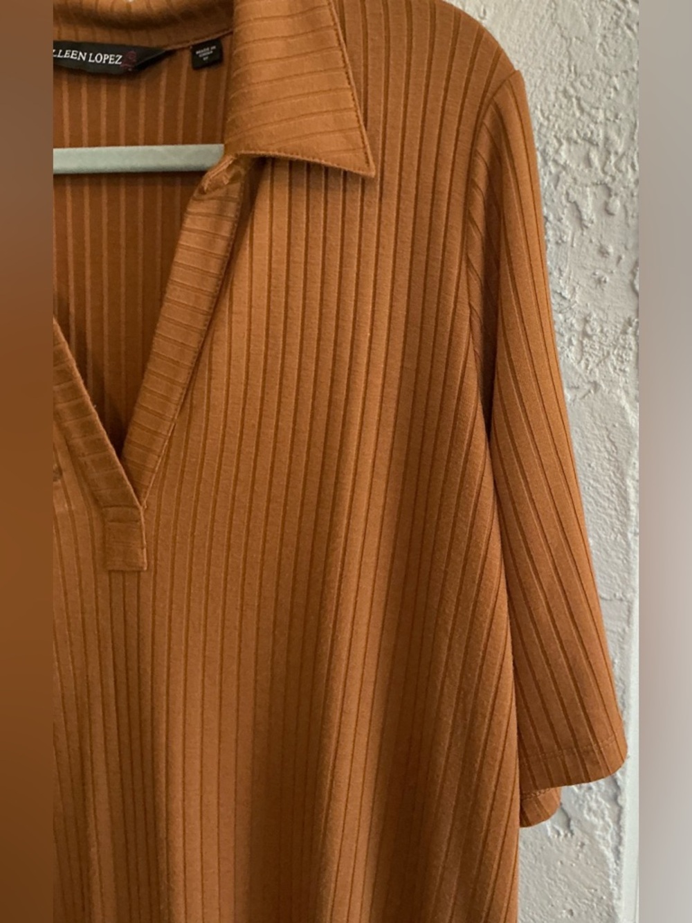 Colleen Lopez Ribbed Polo Shirt Dress - Brown - Picture 4 of 6